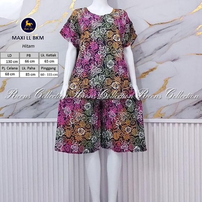 Terpopuler- Batik Kuda Mas Setelan Jumbo Maxi Ll Ld 130 Piyama Wanita Celana Pendek Rayon Bunga Moti
