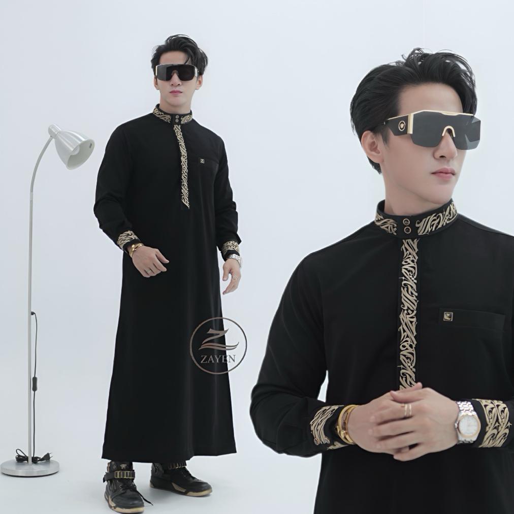 ORIGINAL JUBAH SLIMFIT PRIA GAMIS PRIA BORDIR SLIMFIT JUBAH ZAYEN HITAM  JUBAH PRIA MUSLIM JUBBA MOD