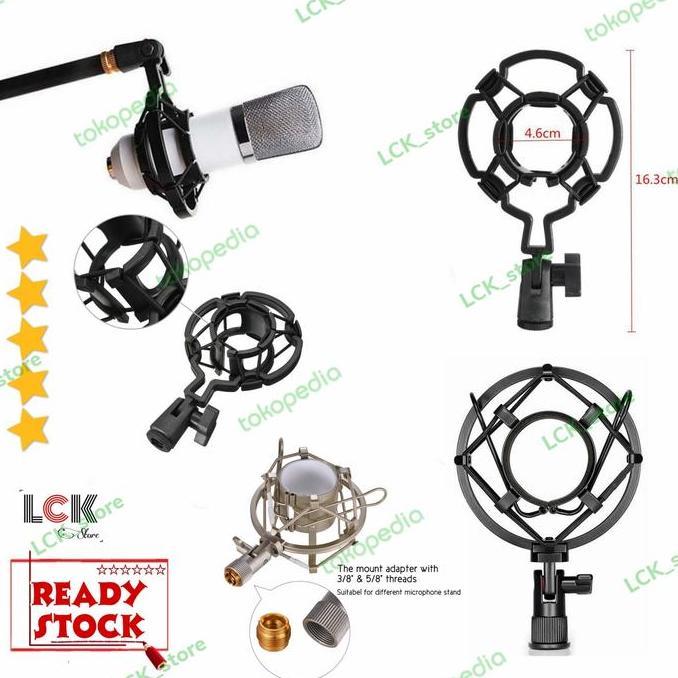 Shockmount Mic Condenser - Shockproof Microphone- Mikrofon Stand Mic