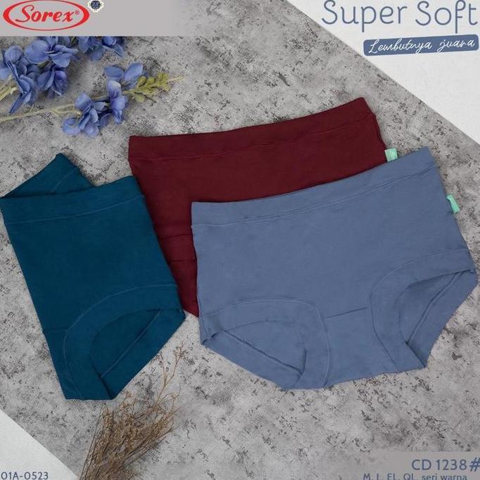 Bahanlembut- Bundle Cd Sorex Isi 3 ; 6 ; 12 Celana Dalam Wanita -Cd 1238 - Maxi Panty - Super Soft N