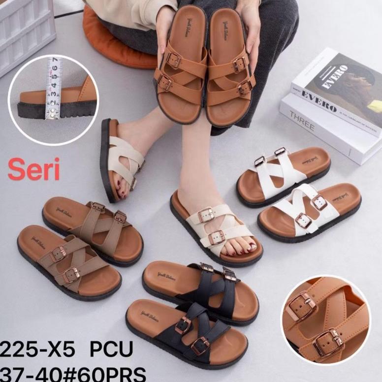 Murah  Sandal Selop Youth Balance No-225 Model Tali Silang  Wanita / Sandal Karet Terbaru  Silang-X1