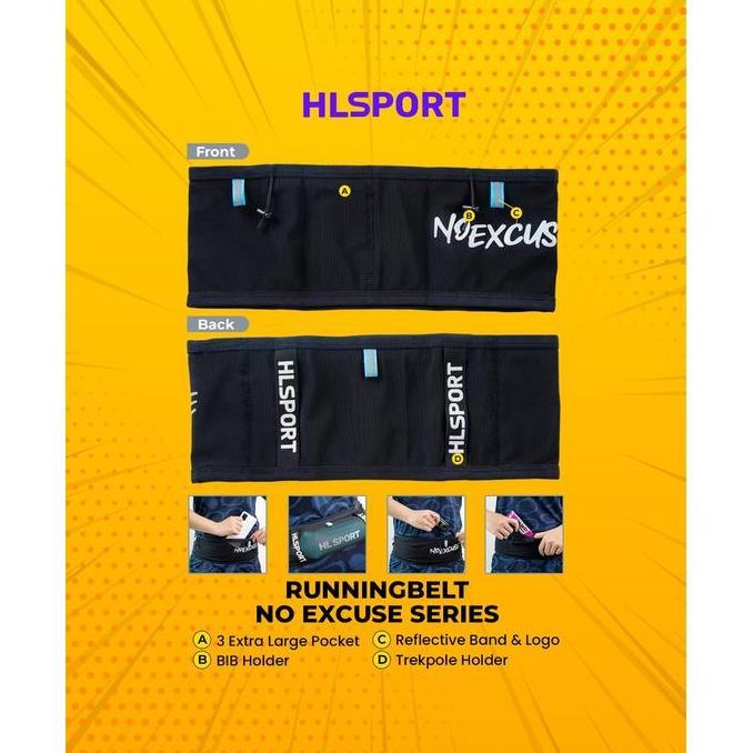 No Excuse Running Belt Tas pinggang lari HLSPORT ringan anti goyang