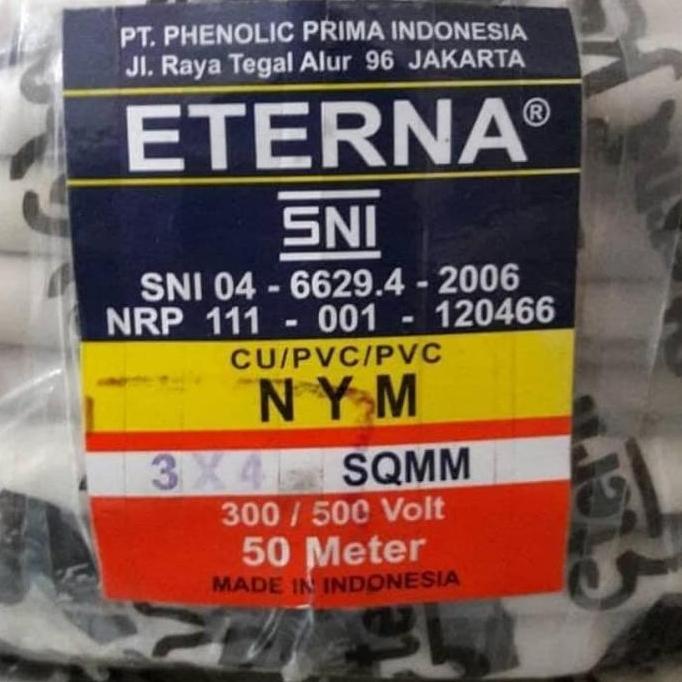 Promo Kabel Listrik NYM 3x4 mm Eterna KHUSUS GOSEND / Kabel Tufur Nym 3X4 mm Diskon