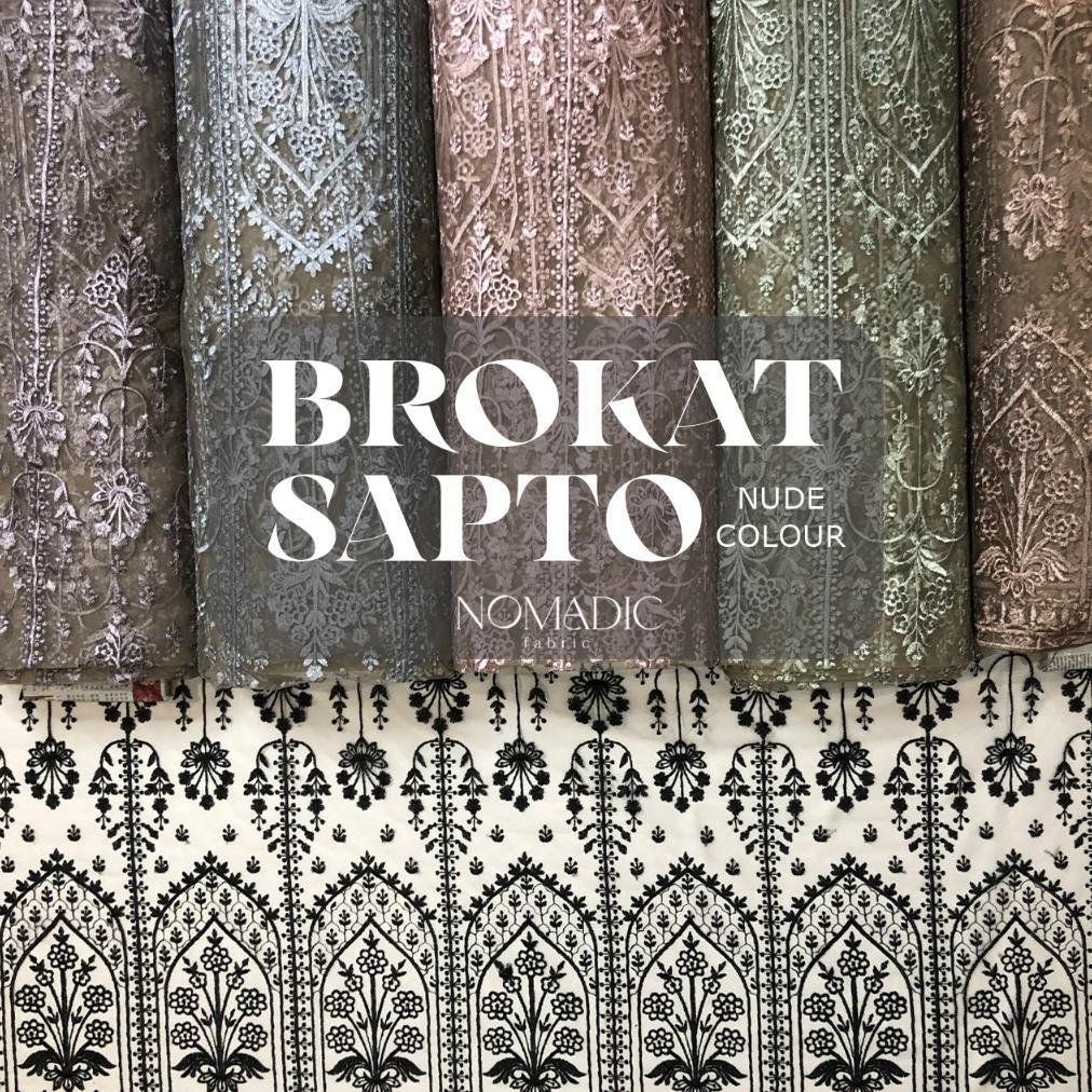 Tahan Lama Meter Kain Brokat Tile Sapto (Nude Colour) || Tule Sapto Warna Kulit || Bahan Kebaya Moti