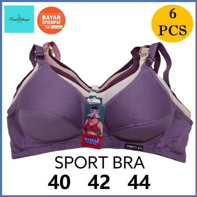 Bra Jumbo Wanita 40 42 44 SportBra 6PCS Tanpa Kawat Kait 3 Busa Tipis