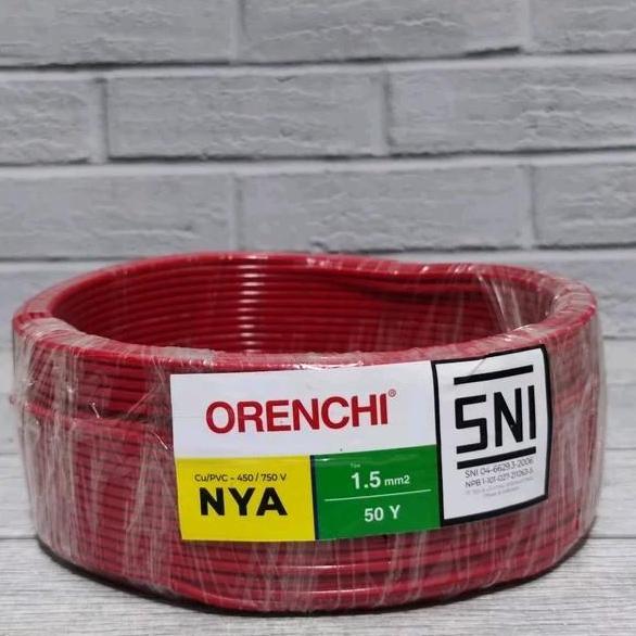 Promo ORENCHI KABEL NYA 1.5mm TEMBAGA MURNI FULL SNI LMK 1ROLL 50 YARD Kabel Kawat Tunggal 1.5 mm Ka