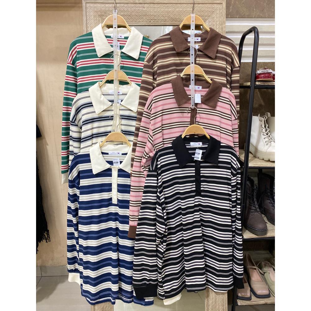 Promo Bulan Ini Blouse Kaos Wanita Terbaru Model Salur Garis-Garis