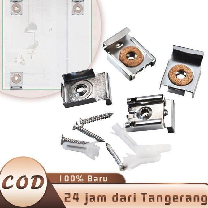 SENEZA Jepitan Kaca Cermin Dinding Bracket Klem Kaca Cermin Dinding Plat Jepit Kaca