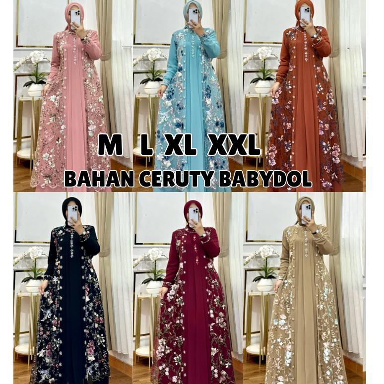BIG SALE GAMIS PESTA MEWAH ELEGAN MISELA DRSES BO SIZE M L XL XXL XXXL LD 100-130 CM PB 140 CM BAHAN