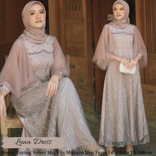 Gamis Terbaru Lebaran Wanita / Baju Wanita / Dress /  Baju Gamis Wanita Terbaru / Gamis Luna / Gamis
