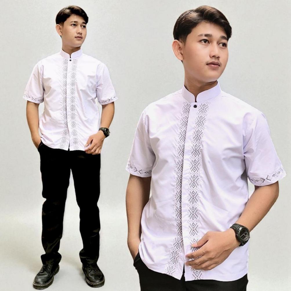 DISKON SPECIAL  Baju Koko Putih Lengan Pendek Baju Koko Pria Dewasa DISKON SPECIAL 