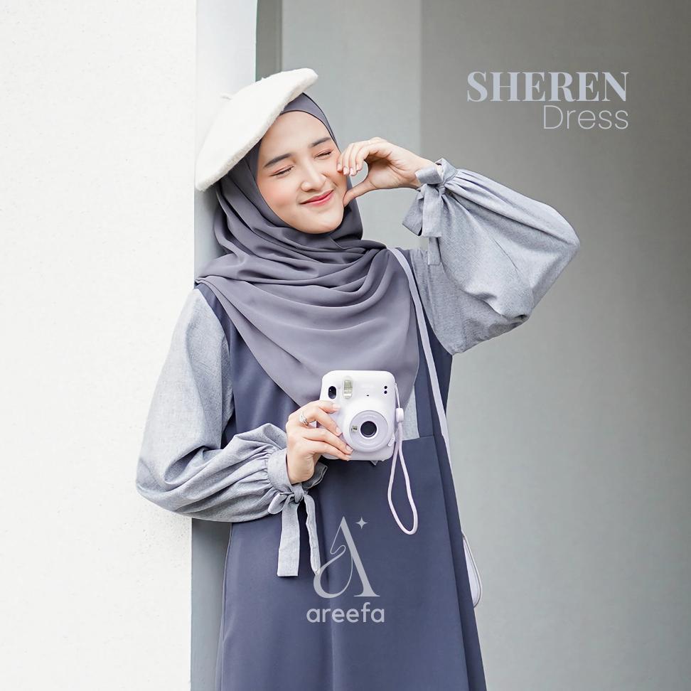 terbaru areefa - gamis syari wanita remaja kekinian terbaru dress gamis muslim polos kombinasi 2 war