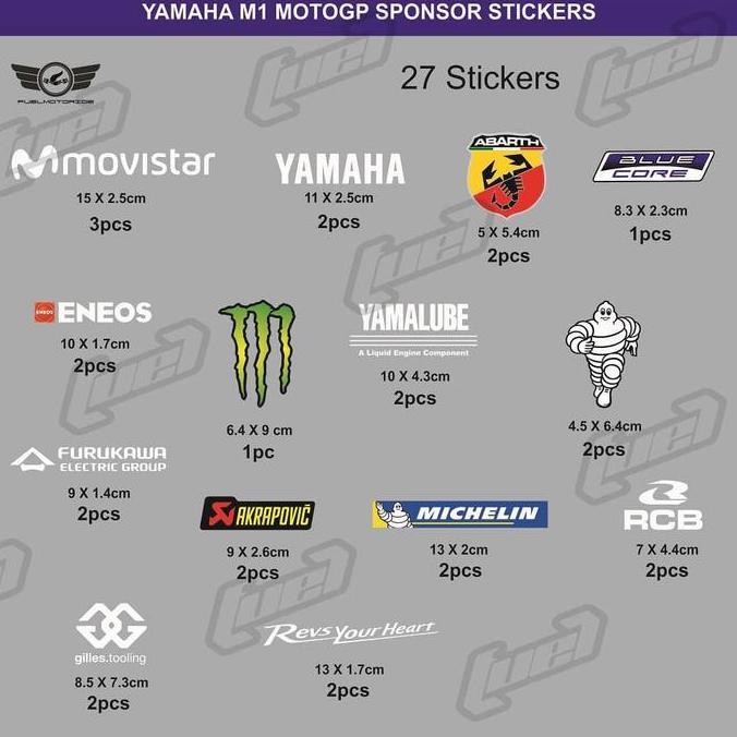Sticker/Stiker Sponsor Yamaha Motogp R25 R15 R1 R6 M1
