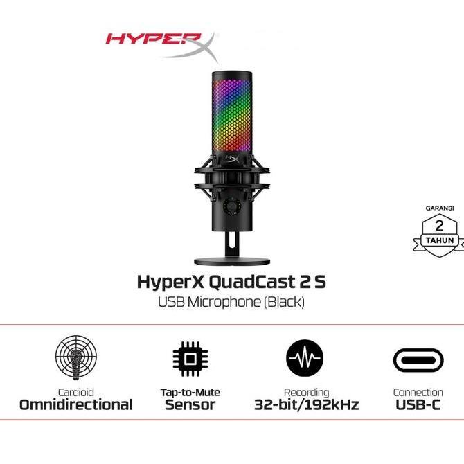 TERBARU Microphone Gaming Kingston HyperX QuadCast 2 S RGB - USB Mic For Streamers