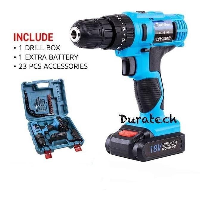 Ironday- Bor Baterai Cordless Lmpact Drill 18V / Bor Tangan Torque Baterai Benz Werkz