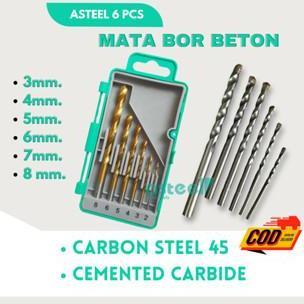 Ironday- Mata Bor Beton Set 6Pcs Asteel -Mata Bor Beton Cemented Carbide -  Mata Bor Tembok Beton Se