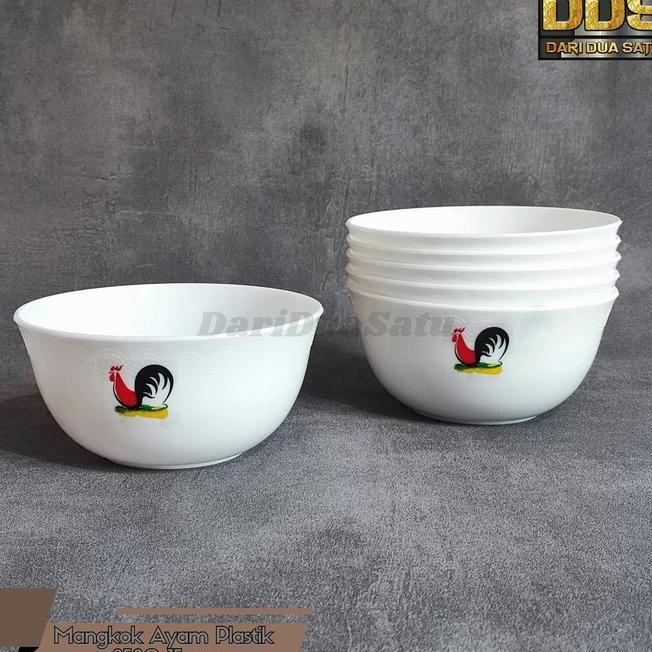 Mangkok Ayam Jago Plastik Putih Bening Mangkok Mie Bakso 6 Pcs