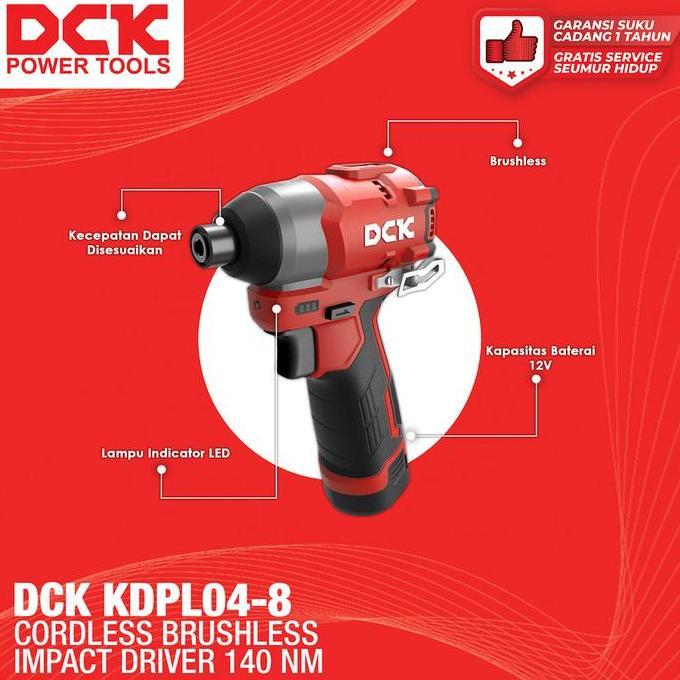 Ironday- Dck Cordless Brushless Impact Driver Torsi 140 Nm Kdpl04-8 / Mesin Obeng Impact Baterai 12V