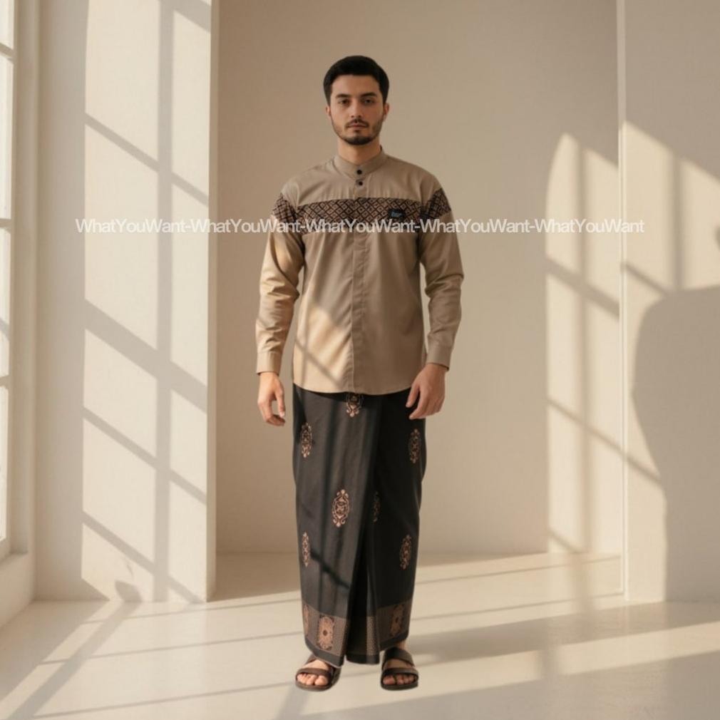 DISKON PAKET SARKO SET SARUNG DAN BAJU KOKO MUSLIM PRIA LENGAN PANJANG SATU PAKET SARUNG DAN KOKO