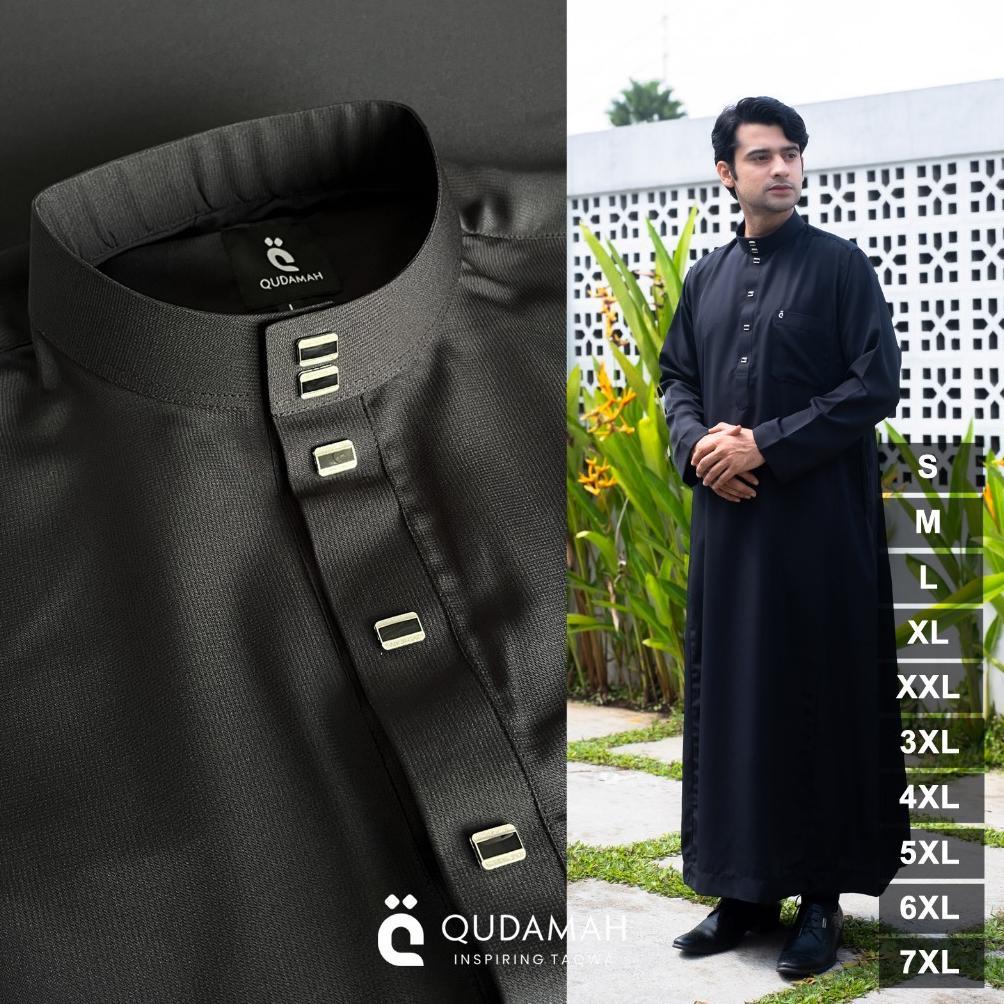 BEST SELLER QUDAMAH | THOBE AHSAN MODEL JUBAH SAUDI PRIA LENGAN PANJANG POLOS NON-MANSET TYPE KANCIN