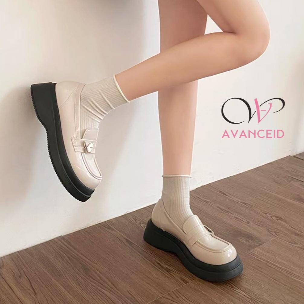 NEW AVANCEID 1909 Loafers Sepatu Sneakers Wanita Kerja Docmart Hitam