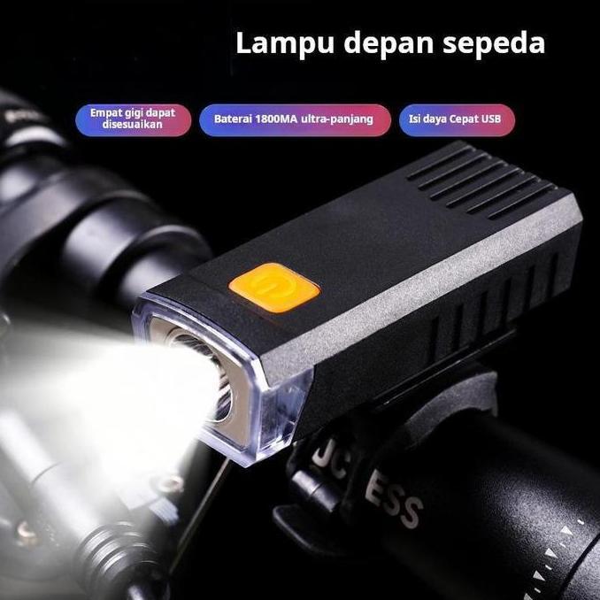 Lampu depan sepeda untuk bersepeda di malam hari, lampu sepeda gunung isi ulang, lampu sepeda gunung