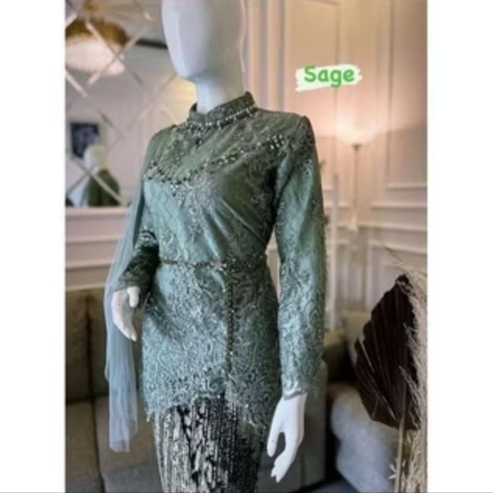 hot product one set kebaya cantik atasan baju kebaya butterfly payet tille selendang jumbo xxxxl ld 