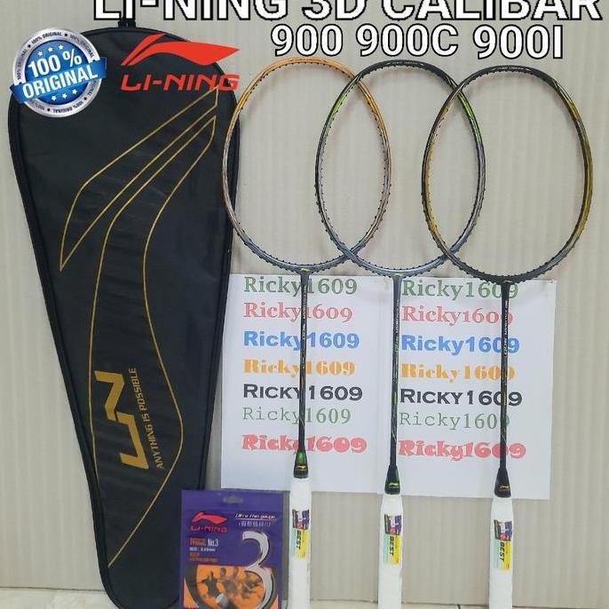 Promo RAKET BADMINTON LINING 3D CALIBAR 900 - 900C - 900I - 900B - TENSION 32 LBS -  ORIGINAL LINING