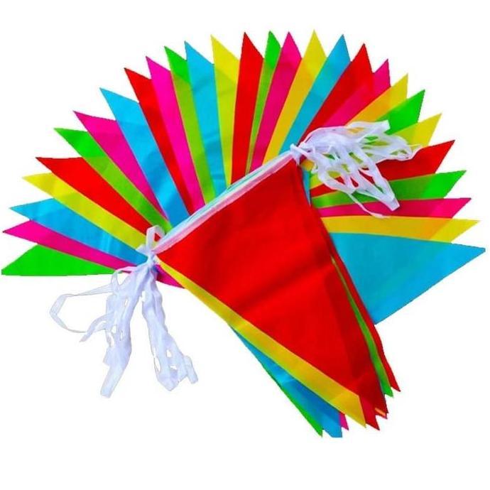Festwid- 80 Meter Bendera Segitiga Merah Putih / 150Pcs Bendera Kain Segitiga