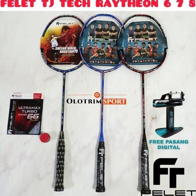 Promo Raket Badminton FELET TJ TECH RAYTHEON 6 7 8 9 38LBS ORIGINAL Diskon