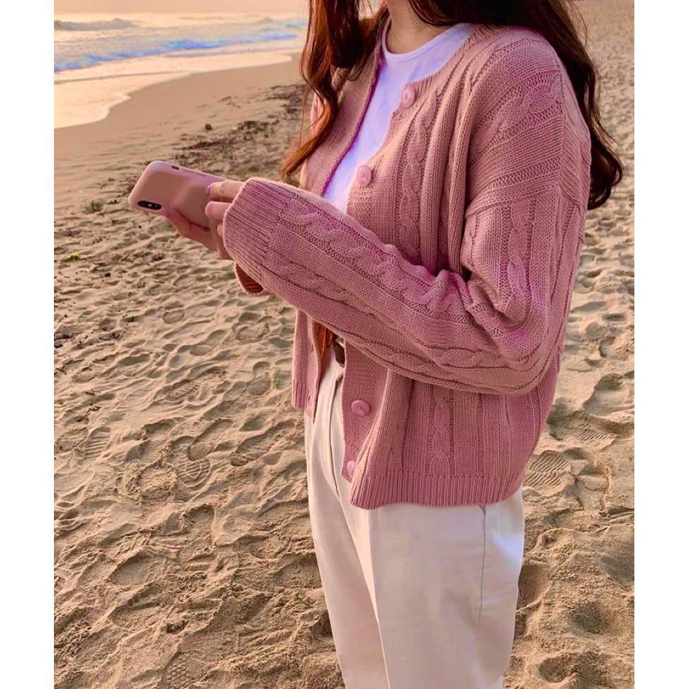 New Olop Cardigan Rajut Kepang Cable Atasan Wanita Nayara / Cardigan Rajut Kepang