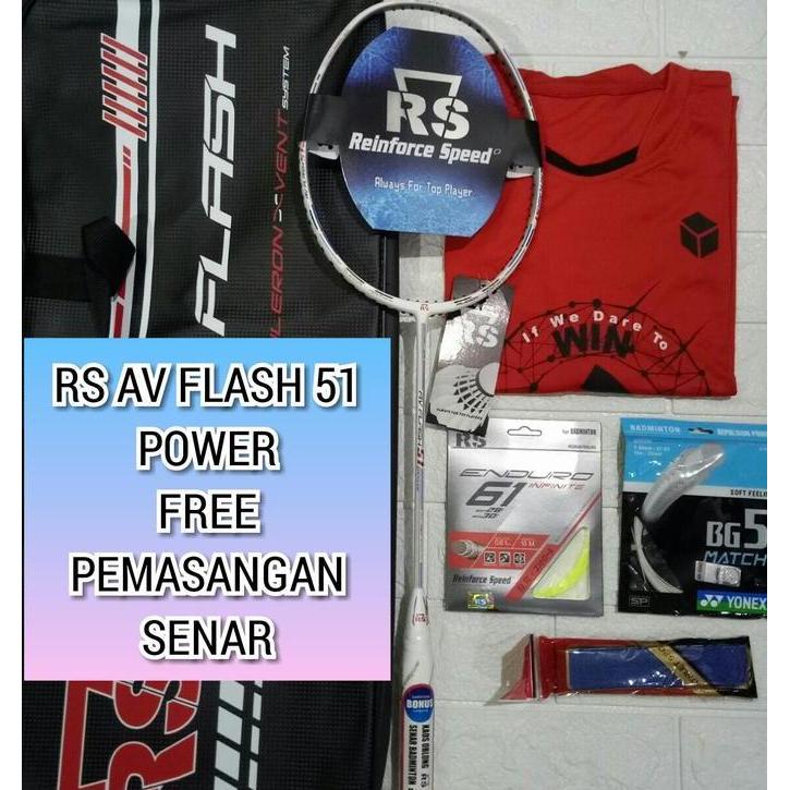 Promo Raket Badminton RS AV Flash 51 POWER ORIGINAL FREE PEMASANGAN SENAR Diskon