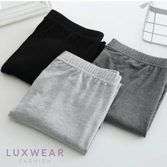 Promo Paket 2 Pcs Legging Kaos 3/4 Pendek Motif Polos Celana Standar Dewasa Hitam Panjang Selutut Le