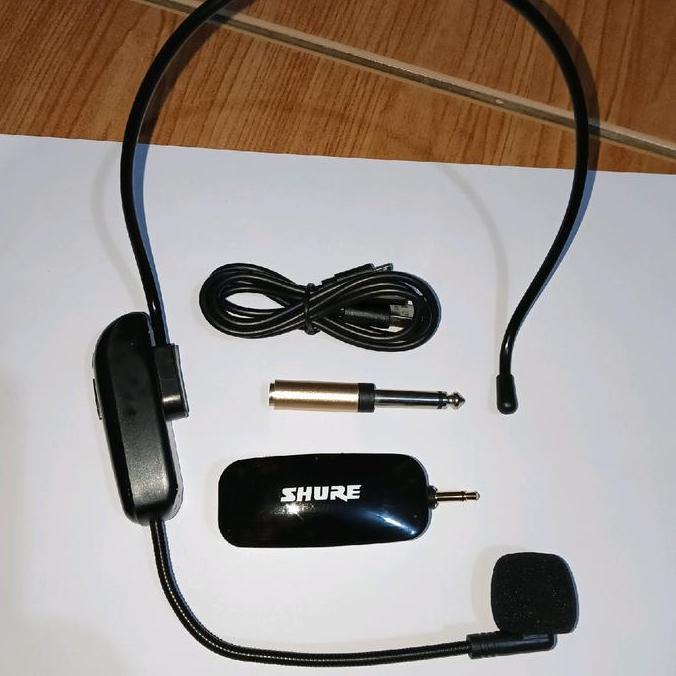 Wireless Mic Mikrofon Presentasi Imam Masjid Musholla Headset Shure Uhf (Nirkabel) Helm