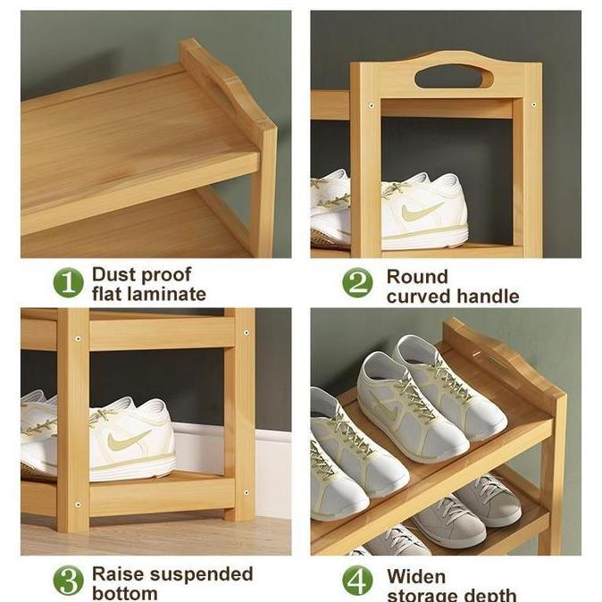Instancodbisa- Laccohug Rak Sepatu Susun Kayu Rak Bamboo Penyelenggara Rak Sandal Rak Sepatu Medan R