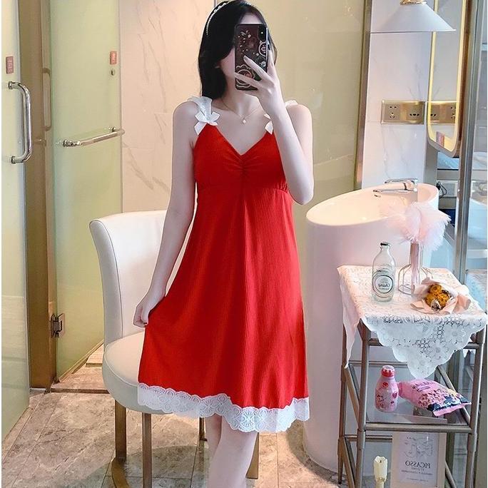 Termurah Bos1517 Dress Sling Baju Tidur Wanita Daster Baju Tidur Kaos Panjang