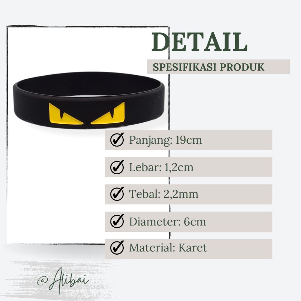 ORIGINAL Gelang Karet Pria Distro Hitam FF Rubber Bracelet Kasual Keren Sport Hype