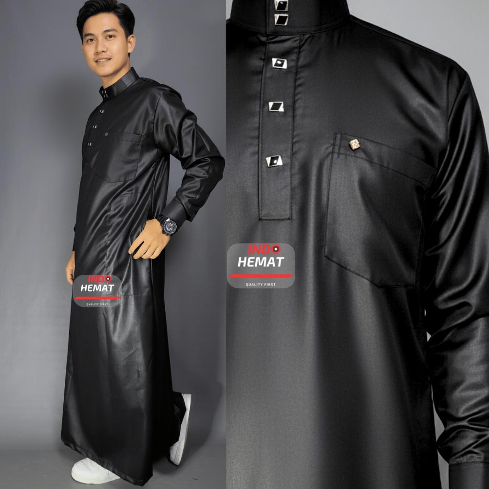 PREMIUM JUBAH GAMIS PRIA HARMAIN DENGAN MANSET DAN TANGAN PANJANG BAHAN PREMIUM