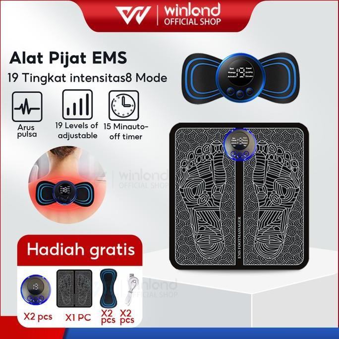 rafadays77 - [cod] winland ems pijat kaki pad mat original / ems foot massager +mini massage sticker