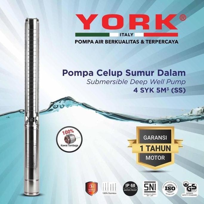 :::::::] YORK 4SYK 5-25 SS. 3 HP. 1 Phase. deep well submersible pompa satelit