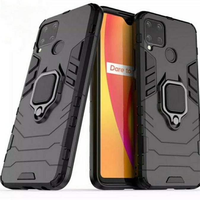 Realme C15 Armor Panther with Ring Cover i-Ring 360 Hard Case