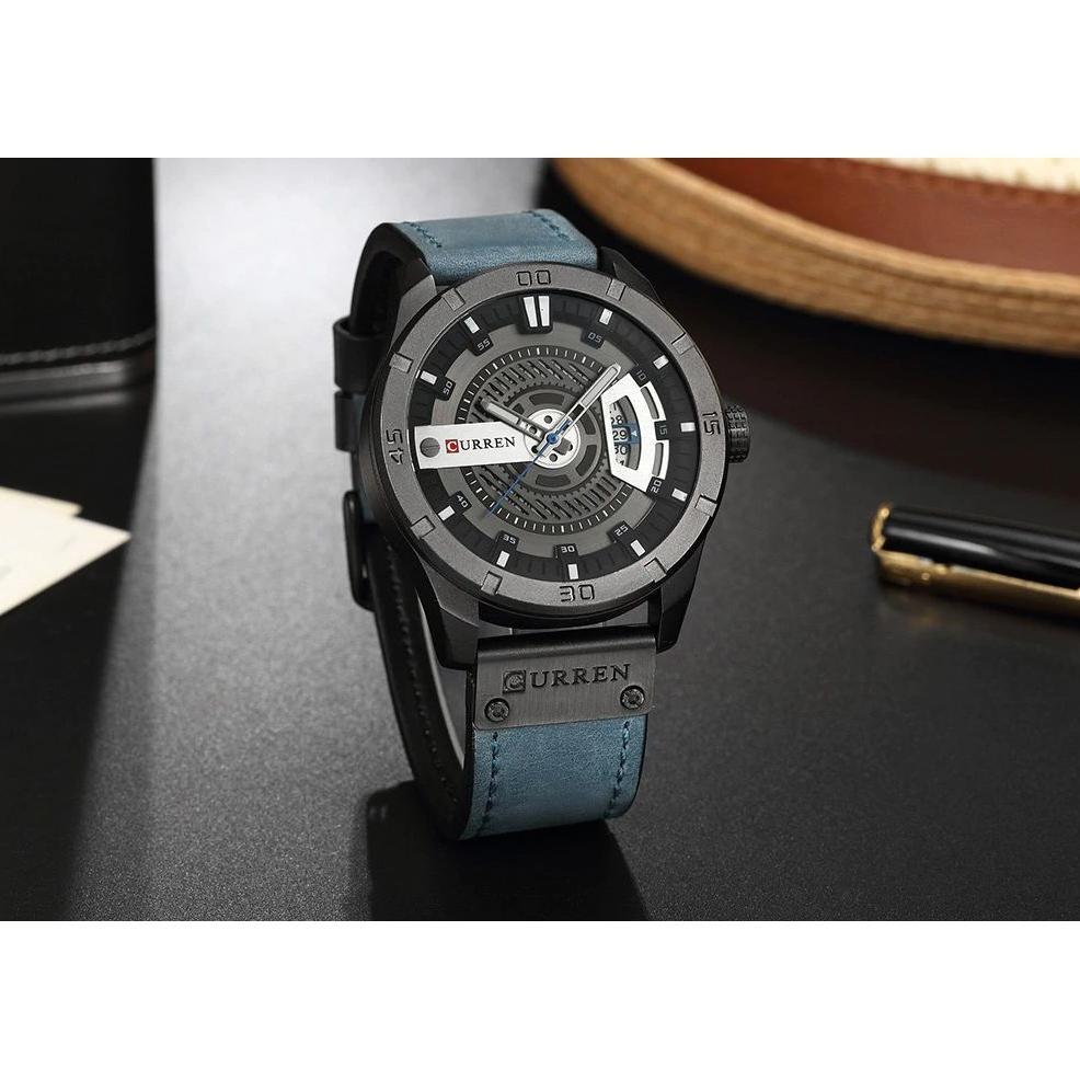 PREMIUM CURREN 8301 JAM TANGAN PRIA ANALOG TALI KULIT CHRONOGRAPH AKTIF CURRENOS