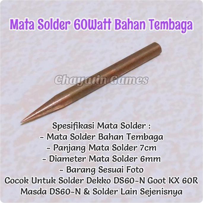 Cncoff- Mata Solder 60 Watt Bahan Tembaga Cocok Untuk Solder Dekko & Goot 60W