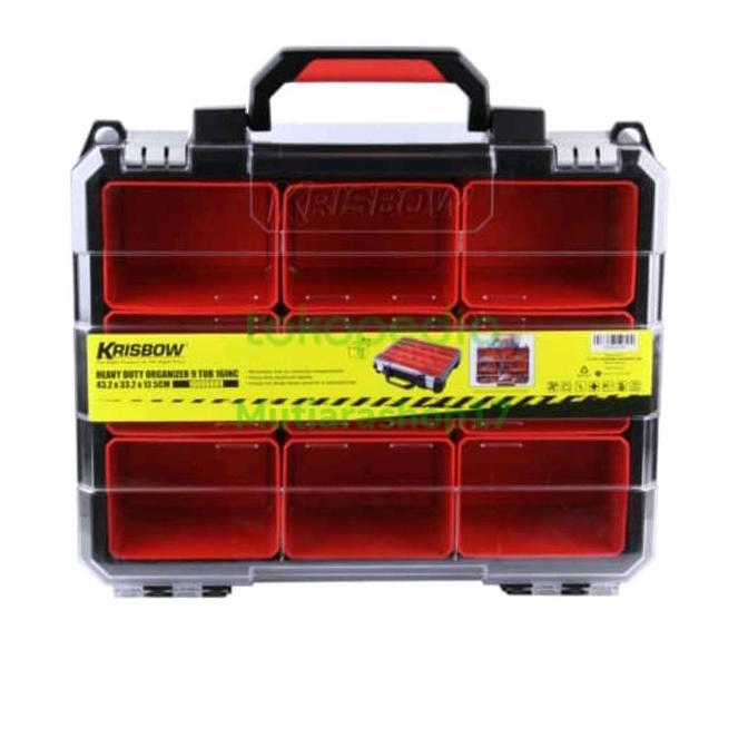 &<&<&<&] Krisbow Tool Box Kotak Alat Perkakas Toolbox Plastik 9 Kompartemen red