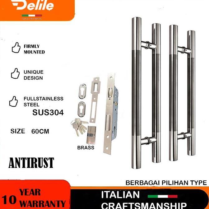 mz_fiktra - pegangan pintu 2 rumah/ full handle sus 304/ gagang pintu stainless steel/ tarikan pintu