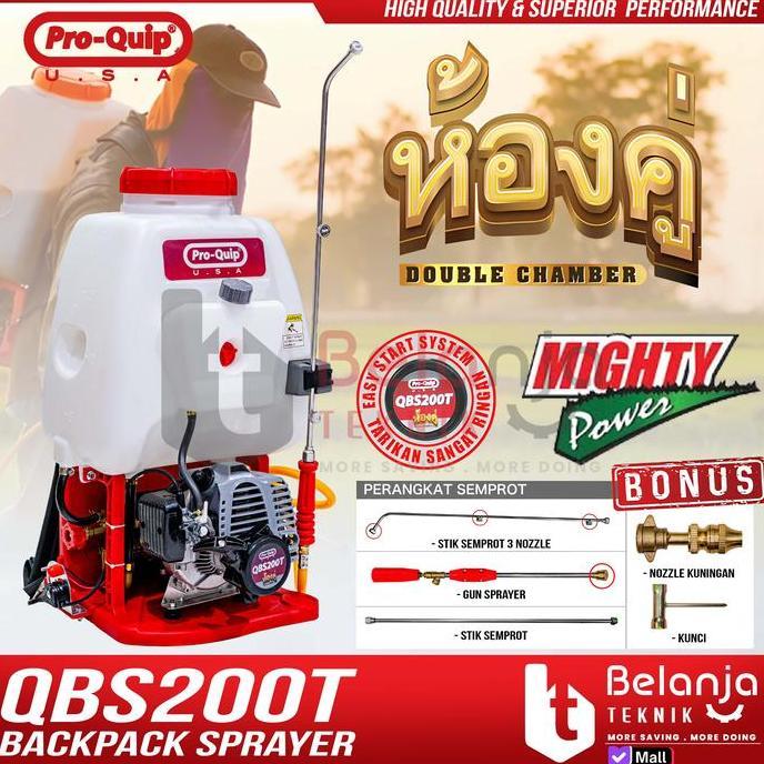 Indah- Mesin Semprot Hama Bensin Qbs200T Proquip Backpack Sprayer 2 Tak Tangki 20L Qbs 200 T Double 