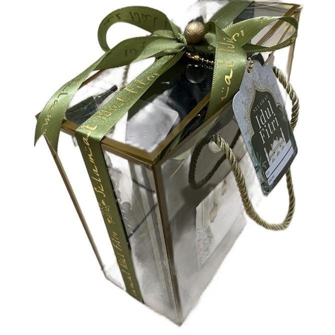 HAMPERS KADO SOVENIR UMROH, HAJI Seserahan mukena box mika best seller bahan katun Free ucapan nama 