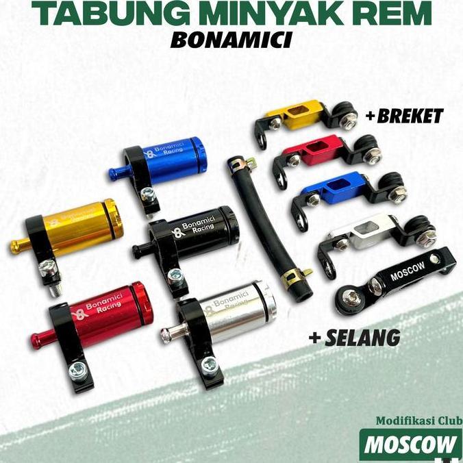 Promo TABUNG MINYAK REM bonamici + BREKET TABUNG UNIVERSAL MATIC BEBEK KOPLING YAMAHA HONDA KAWASAKI