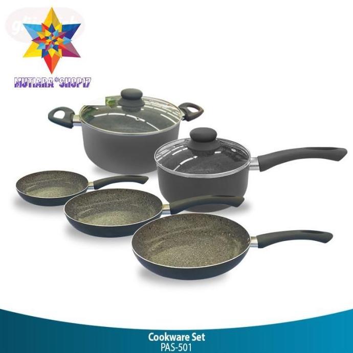 ------] 5 Set Panci Anti Lengket Glucklich Cookware Marble Coating PAS-501