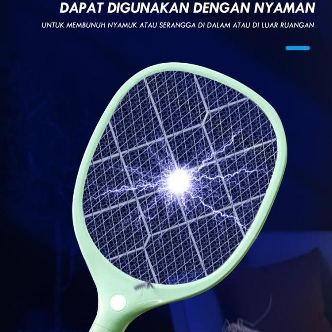 AOKI Raket nyamuk baterai lhitium Kabel Charger warna macaron